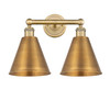 INNOVATIONS 616-2W-BB-MBC-8-BB Ballston Cone 2 17 inch Bath Vanity Light Brushed Brass