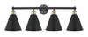 INNOVATIONS 616-4W-BAB-MBC-8-BK Ballston Cone 4 35 inch Bath Vanity Light Black Antique Brass