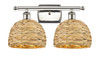 INNOVATIONS 516-2W-PN-RBD-8-NAT Woven Rattan 2 18 inch Bath Vanity Light Polished Nickel