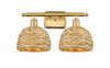 INNOVATIONS 516-2W-SG-RBD-8-NAT Woven Rattan 2 18 inch Bath Vanity Light Satin Gold