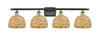 INNOVATIONS 516-4W-BAB-RBD-8-NAT Woven Rattan 4 38 inch Bath Vanity Light Black Antique Brass