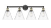 INNOVATIONS 616-4W-BAB-GBC-82 Berkshire 4 35 inch Bath Vanity Light Black Antique Brass