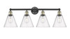 INNOVATIONS 616-4W-BAB-GBC-84 Berkshire 4 35 inch Bath Vanity Light Black Antique Brass