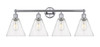 INNOVATIONS 616-4W-PC-GBC-84 Berkshire 4 35 inch Bath Vanity Light Polished Chrome