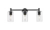 INNOVATIONS 434-3W-BK-G434-7CL Crown Point 3 23.875 inch Bath Vanity Light Matte Black