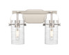 INNOVATIONS 423-2W-SN-G423-7DE Pilaster II Cylinder 2 15 inch Bath Vanity Light Satin Nickel