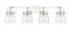 INNOVATIONS 423-4W-PC-G412-6CL Pilaster II Bell 4 37 inch Bath Vanity Light Polished Chrome