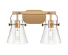 INNOVATIONS 423-2W-BB-G411-6CL Pilaster II Cone 2 17 inch Bath Vanity Light Brushed Brass