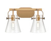 INNOVATIONS 423-2W-BB-G411-6CL Pilaster II Cone 2 17 inch Bath Vanity Light Brushed Brass