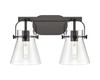 INNOVATIONS 423-2W-BK-G411-6CL Pilaster II Cone 2 17 inch Bath Vanity Light Matte Black