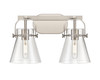 INNOVATIONS 423-2W-SN-G411-6CL Pilaster II Cone 2 17 inch Bath Vanity Light Satin Nickel