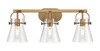 INNOVATIONS 423-3W-BB-G411-6CL Pilaster II Cone 3 27 inch Bath Vanity Light Brushed Brass