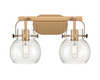 INNOVATIONS 423-2W-BB-G410-6CL Pilaster II Sphere 2 17 inch Bath Vanity Light Brushed Brass