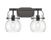 INNOVATIONS 423-2W-BK-G410-6CL Pilaster II Sphere 2 17 inch Bath Vanity Light Matte Black