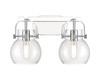 INNOVATIONS 423-2W-PC-G410-6CL Pilaster II Sphere 2 17 inch Bath Vanity Light Polished Chrome
