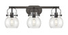 INNOVATIONS 423-3W-BK-G410-6CL Pilaster II Sphere 3 27 inch Bath Vanity Light Matte Black