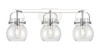 INNOVATIONS 423-3W-PC-G410-6CL Pilaster II Sphere 3 27 inch Bath Vanity Light Polished Chrome