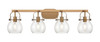 INNOVATIONS 423-4W-BB-G410-6CL Pilaster II Sphere 4 37 inch Bath Vanity Light Brushed Brass