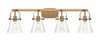 INNOVATIONS 423-4W-BB-G411-6SDY Pilaster II Cone 4 37 inch Bath Vanity Light Brushed Brass