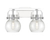 INNOVATIONS 423-2W-PC-G410-6SDY Pilaster II Sphere 2 17 inch Bath Vanity Light Polished Chrome