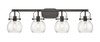 INNOVATIONS 423-4W-BK-G410-6SDY Pilaster II Sphere 4 37 inch Bath Vanity Light Matte Black