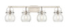 INNOVATIONS 423-4W-SN-G410-6SDY Pilaster II Sphere 4 37 inch Bath Vanity Light Satin Nickel