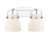 INNOVATIONS 423-2W-PC-G412-6WH Pilaster II Bell 2 17 inch Bath Vanity Light Polished Chrome