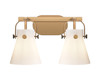 INNOVATIONS 423-2W-BB-G411-6WH Pilaster II Cone 2 17 inch Bath Vanity Light Brushed Brass