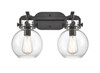INNOVATIONS 410-2W-BK-G410-7CL Newton Sphere 2 17 inch Bath Vanity Light Matte Black