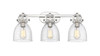 INNOVATIONS 410-3W-PN-G412-7SDY Newton Bell 3 27 inch Bath Vanity Light Polished Nickel