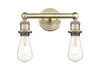 INNOVATIONS 616-2W-AB-M14-BK Adirondack 2 Light Bath Vanity Light part of the Edison Collection Antique Brass