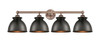 INNOVATIONS 616-4W-AC-M14-BK Adirondack 4 Light Bath Vanity Light part of the Edison Collection Antique Copper