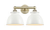 INNOVATIONS 616-2W-AB-M14-W Adirondack 2 Light Bath Vanity Light part of the Edison Collection Antique Brass