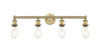 INNOVATIONS 616-4W-BB-M14-W Adirondack 4 Light Bath Vanity Light part of the Edison Collection Brushed Brass