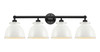 INNOVATIONS 616-4W-BK-M14-W Adirondack 4 Light Bath Vanity Light part of the Edison Collection Matte Black