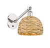 INNOVATIONS 317-1W-PN-RBD-8-NAT Woven Rattan 1 8 inch Sconce Polished Nickel