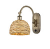 INNOVATIONS 518-1W-AB-RBD-8-NAT Woven Rattan 1 8 inch Sconce Antique Brass