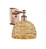 INNOVATIONS 516-1W-AC-RBD-8-NAT Woven Rattan 1 8 inch Sconce Antique Copper