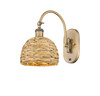 INNOVATIONS 518-1W-BB-RBD-8-NAT Woven Rattan 1 8 inch Sconce Brushed Brass