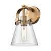 INNOVATIONS 423-1W-BB-G411-6SDY Pilaster II Cone 1 6.5 inch Sconce Brushed Brass
