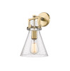 INNOVATIONS 411-1W-BB-G411-8SDY Newton Cone 1 8 inch Sconce Brushed Brass