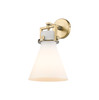 INNOVATIONS 411-1W-BB-G411-8WH Newton Cone 1 8 inch Sconce Brushed Brass