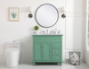 Elegant Kitchen and Bath VF12336VM-VW 36 inch Single Bathroom vanity in vintage mint with ivory white engineered marble