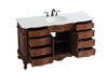 Elegant Kitchen and Bath VF10160TK-VW 60 inch Single Bathroom vanity in Teak with ivory white engineered marble