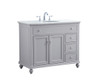 Elegant Kitchen and Bath VF12342GR-VW 42 inch Single Bathroom vanity in light grey with ivory white engineered marble