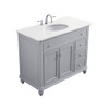 Elegant Kitchen and Bath VF12342GR-VW 42 inch Single Bathroom vanity in light grey with ivory white engineered marble