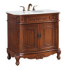 Elegant Kitchen and Bath VF10536BR-VW 36 inch Single Bathroom vanity in Brown with ivory white engineered marble