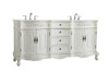 Elegant Kitchen and Bath VF10172DAW-VW 72 inch Double Bathroom vanity in Antique White with ivory white engineered marble