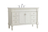 Elegant Kitchen and Bath VF13048AW-VW 48 inch Single Bathroom vanity in Antique White with ivory white engineered marble