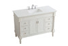 Elegant Kitchen and Bath VF13048AW-VW 48 inch Single Bathroom vanity in Antique White with ivory white engineered marble